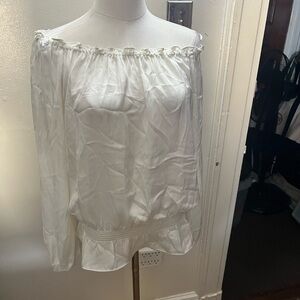 NWOT Michael Kors Elegant Off-Shoulder Peplum White Blouse Size S